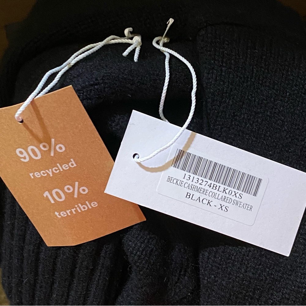 Reformation black Beckie cashmere collared v-neck sweater - Picture 7 of 9